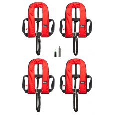 Set of Four Red 150N Auto Harness Lifejackets, With Holdall & Service Kit Set of Four Red 150N Auto Harness Lifejackets, With Holdall & Service Kit