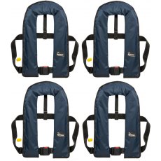 Set Of Four Bluewave Navy 150N 'Pull Cord To Inflate' Manual Lifejackets Plus Storage Bag Set Of Four Bluewave Navy 150N 'Pull Cord To Inflate' Manual Lifejackets Plus Storage Bag