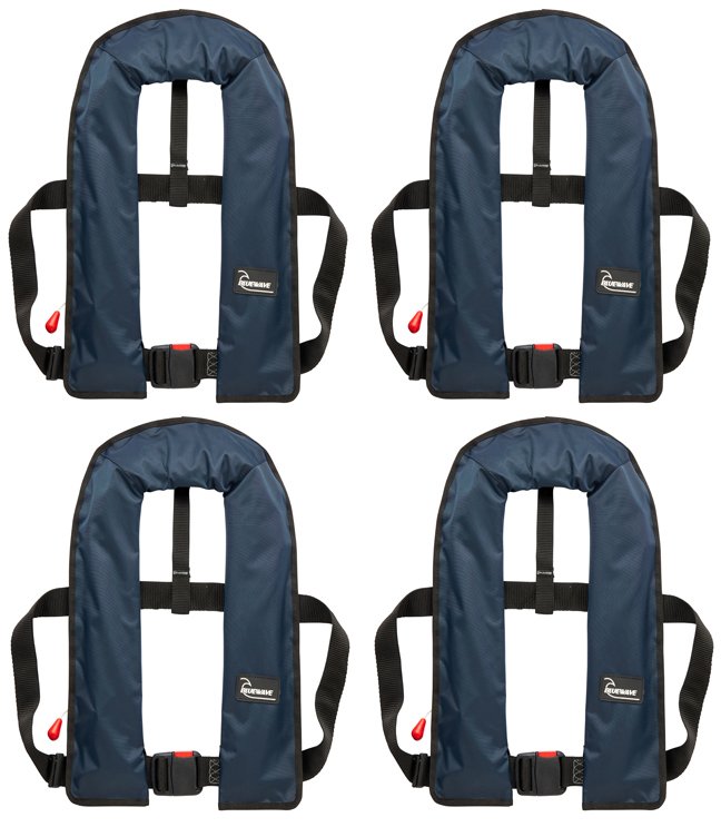 Bluewave Set Of Four Bluewave Navy 150N Automatic Lifejackets Plus Storage Bag