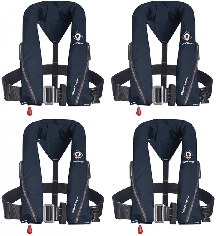 Crewsaver Set Of Four Navy Blue Crewsaver Crewfit Sport Harness 165N With Service Kit & Bag